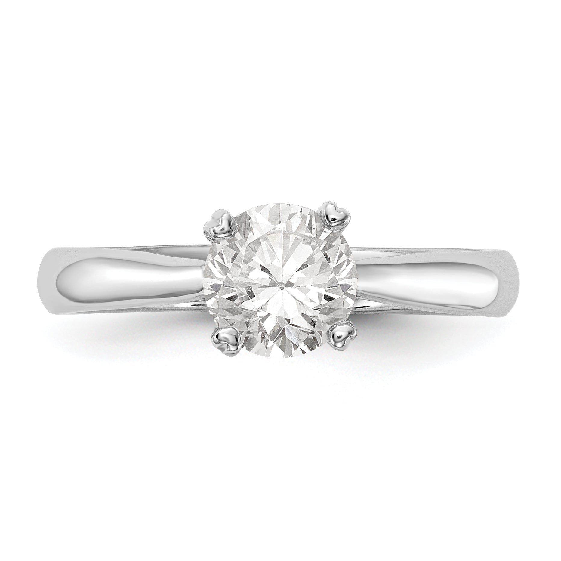 1.00ct. CZ Solid Real 14k White Gold Round Solitaire Engagement Ring Engagement Polished