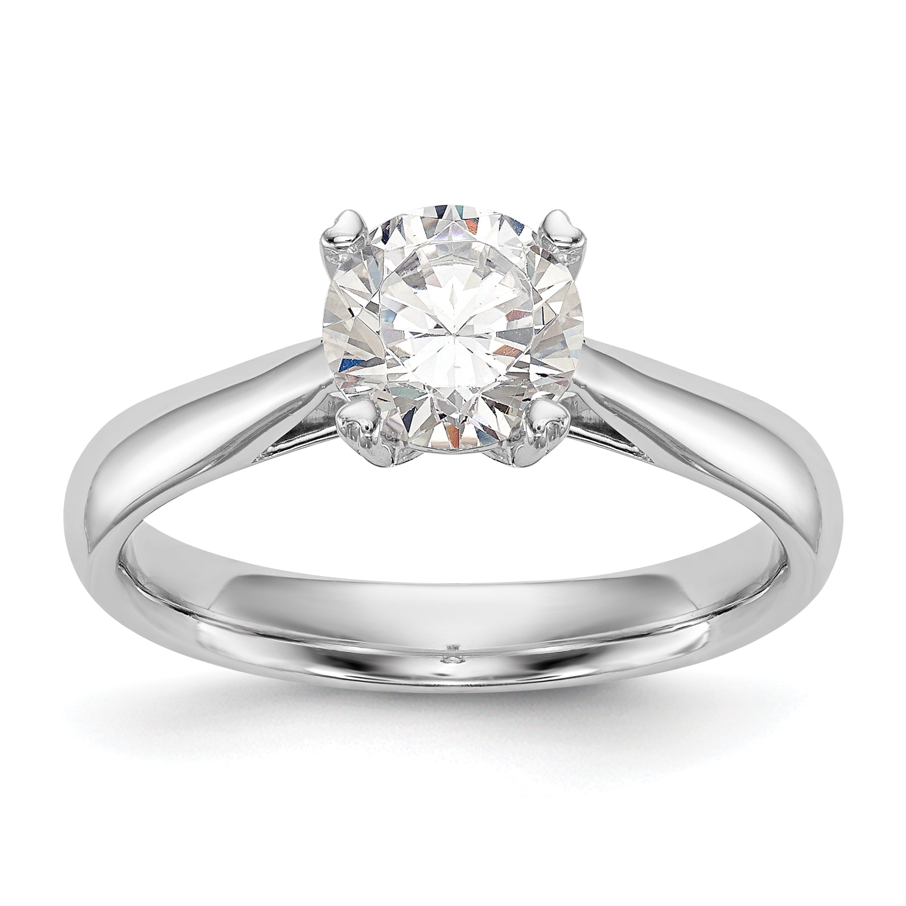 1.00ct. CZ Solid Real 14k White Gold Round Solitaire Engagement Ring Engagement Polished
