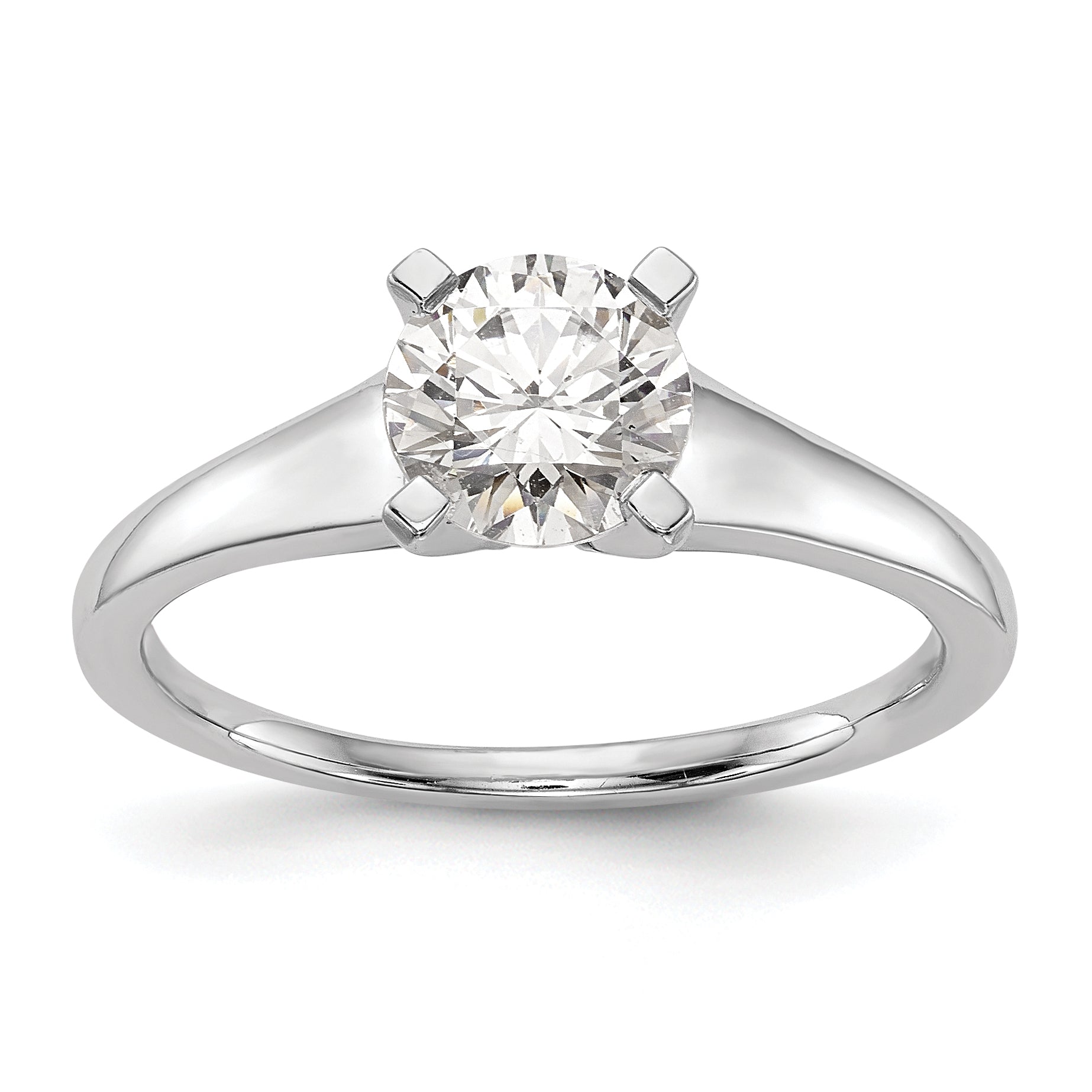 0.75ct. CZ Solid Real 14k White Gold Solitaire Engagement Ring