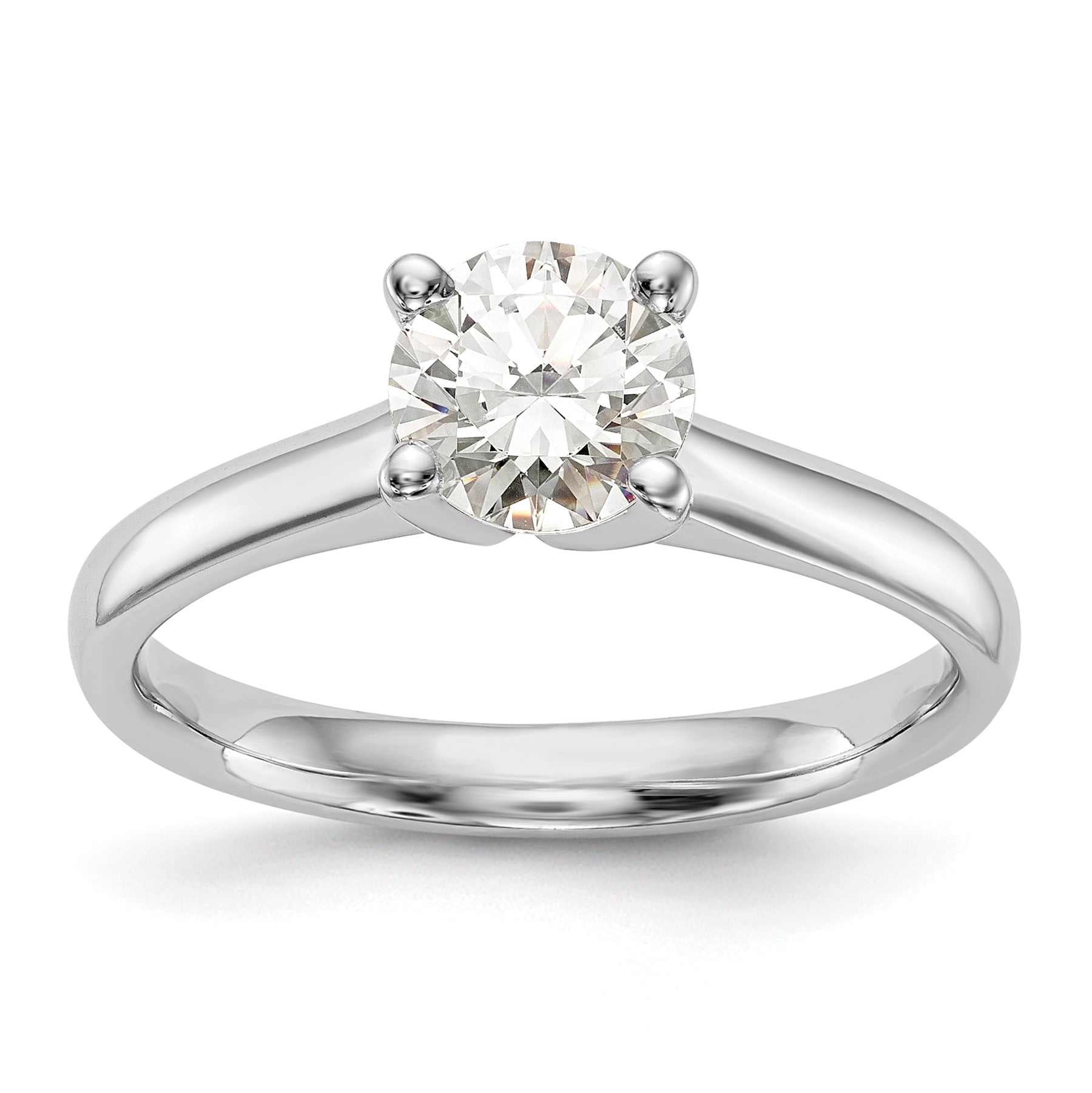 1.00ct. CZ Solid Real 14k White Gold Solitaire Engagement Ring
