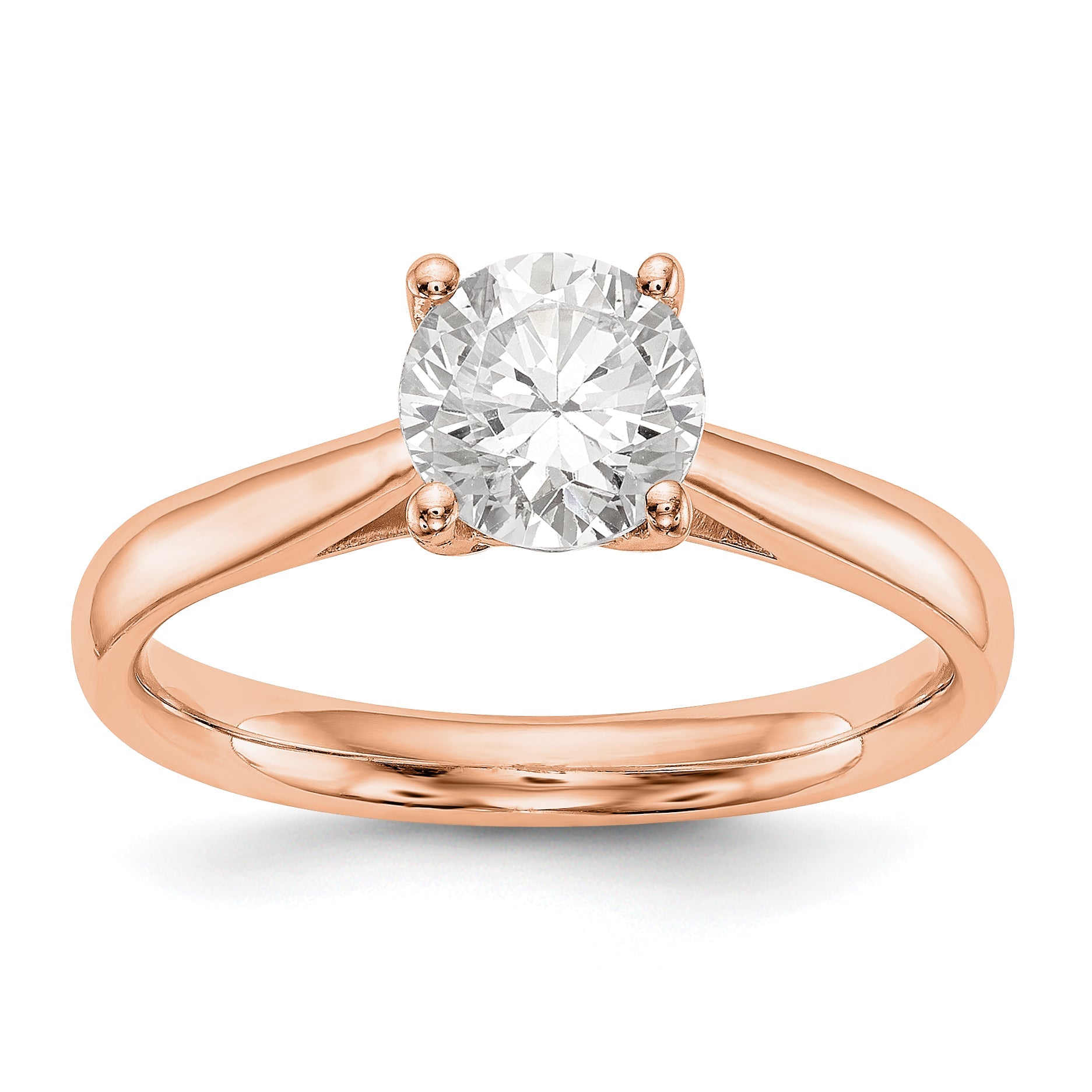 1.00ct. CZ Solid Real 14k White Gold Solitaire Engagement Ring