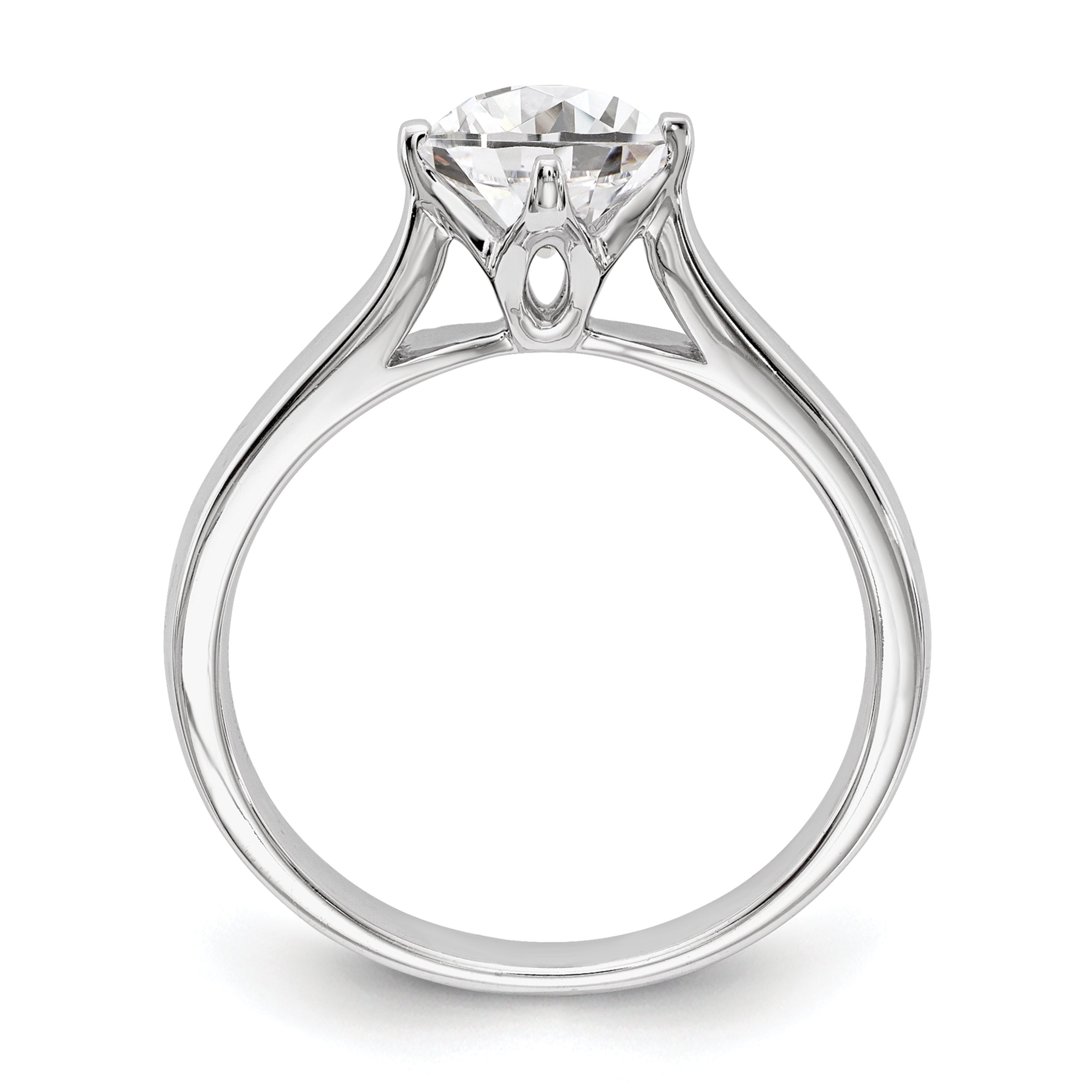 1.25ct. CZ Solid Real 14K White Gold Round Solitaire Engagement Ring Engagement Polished