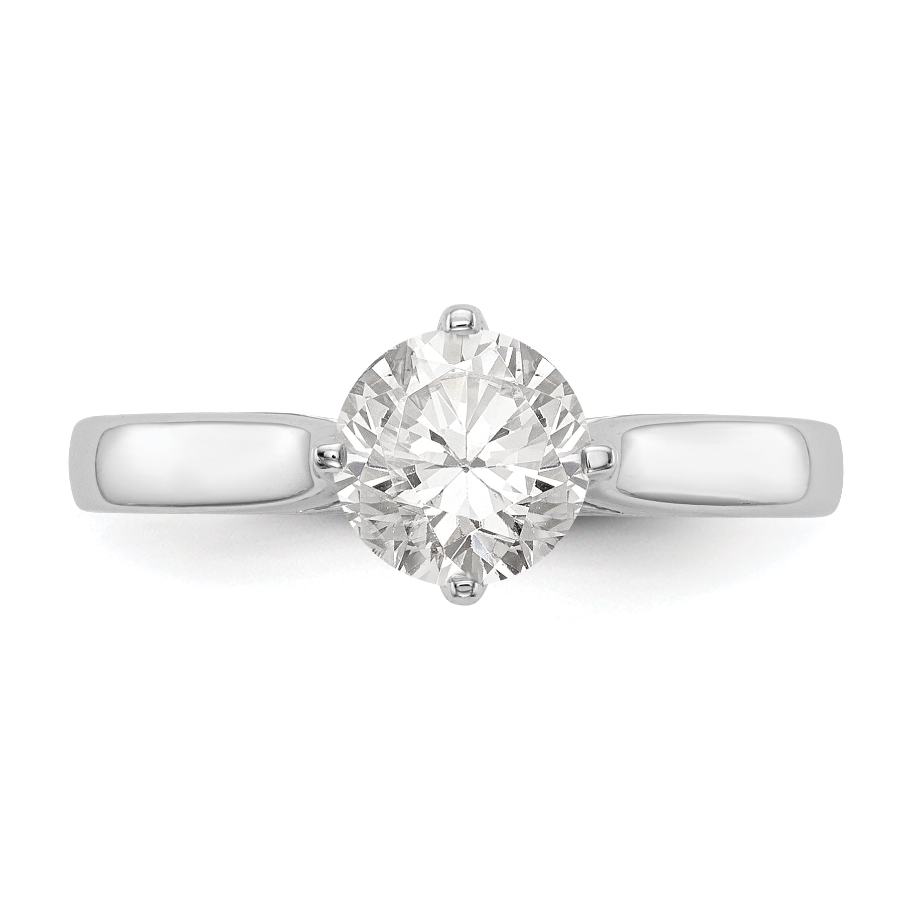 1.00ct. CZ Solid Real 14K White Gold Round Solitaire Engagement Ring Engagement Polished