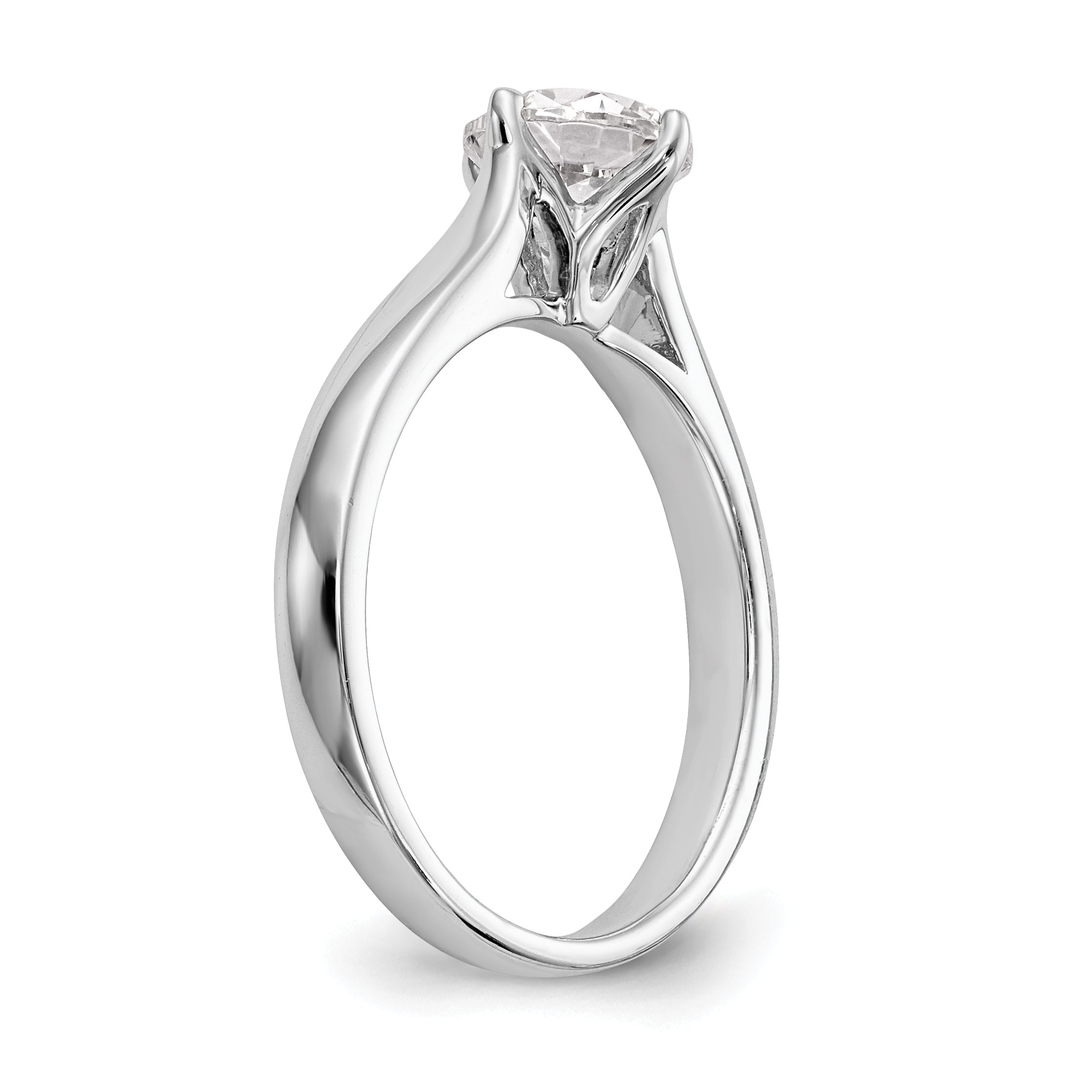 1.00ct. CZ Solid Real 14K White Gold Round Solitaire Engagement Ring Engagement Polished
