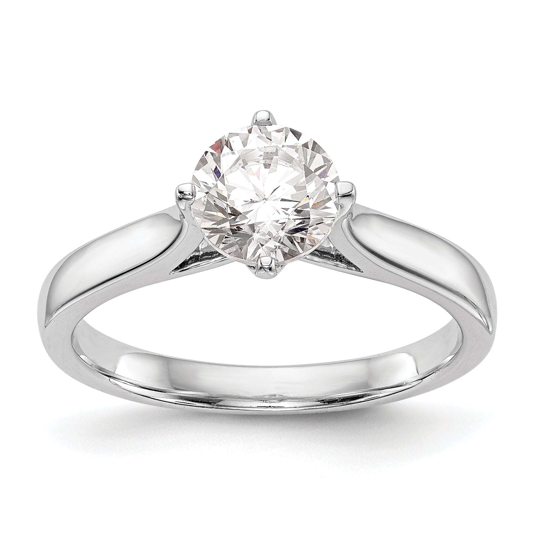 1.50ct. CZ Solid Real 14K White Gold Round Solitaire Engagement Ring Engagement Polished
