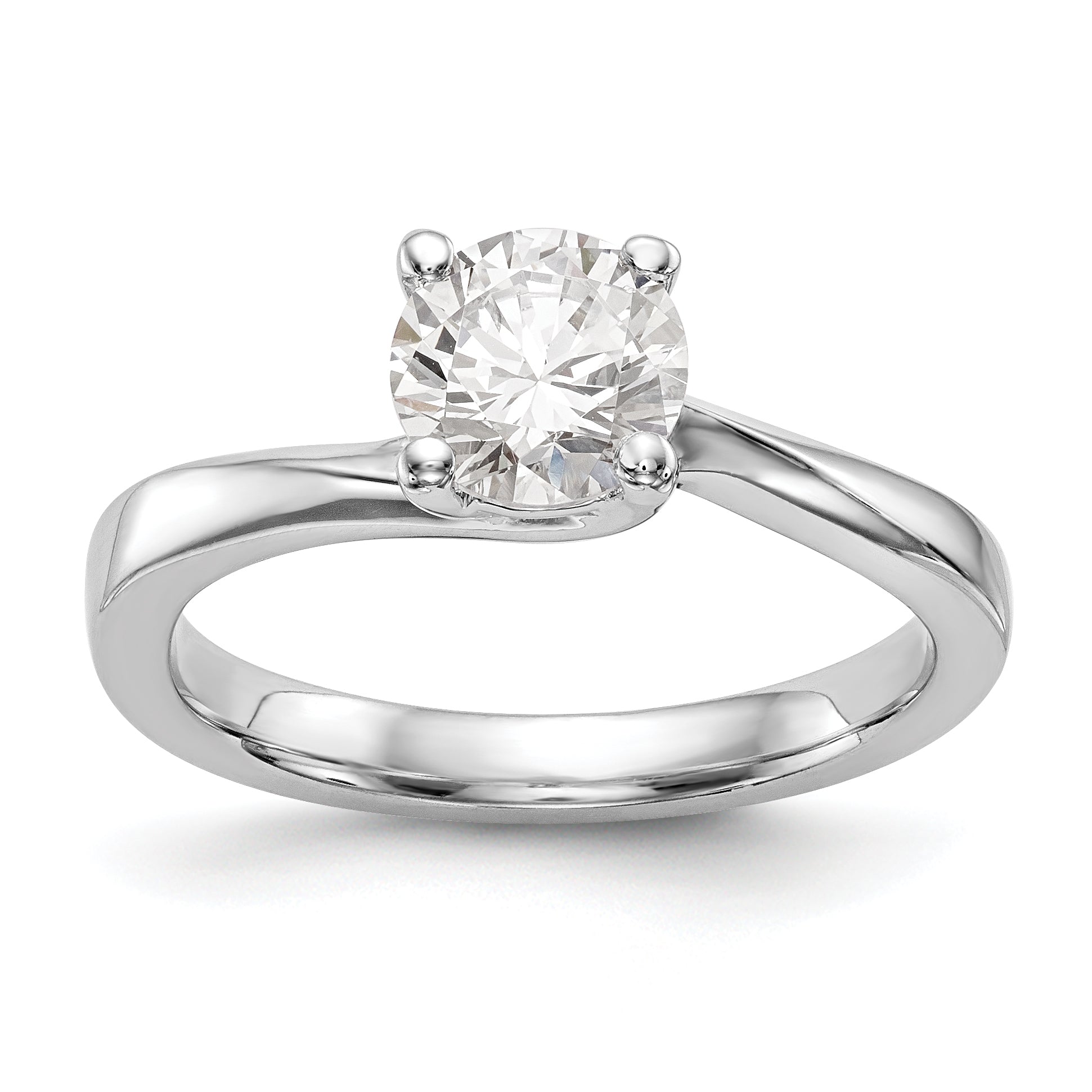 1.00ct. CZ Solid Real 14K White Gold Round Solitaire Engagement Ring Engagement Polished