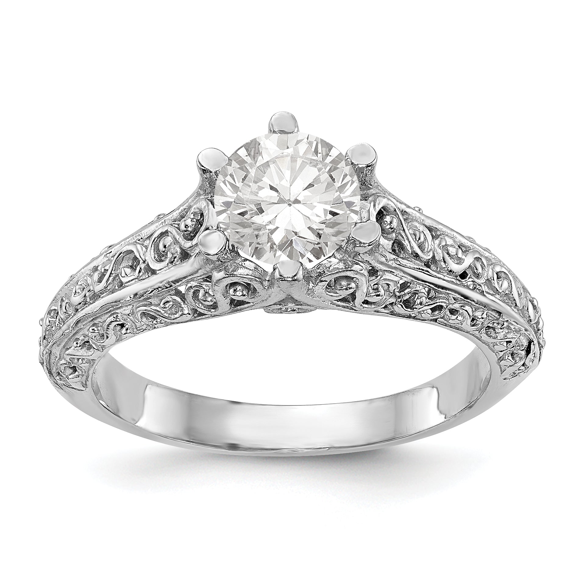 1.25ct. CZ Solid Real 14k White Gold Round Solitaire Engagement Ring
