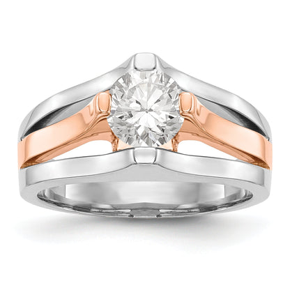 1.00ct. CZ Solid Real 14k Two-tone Round Solitaire Engagement Ring