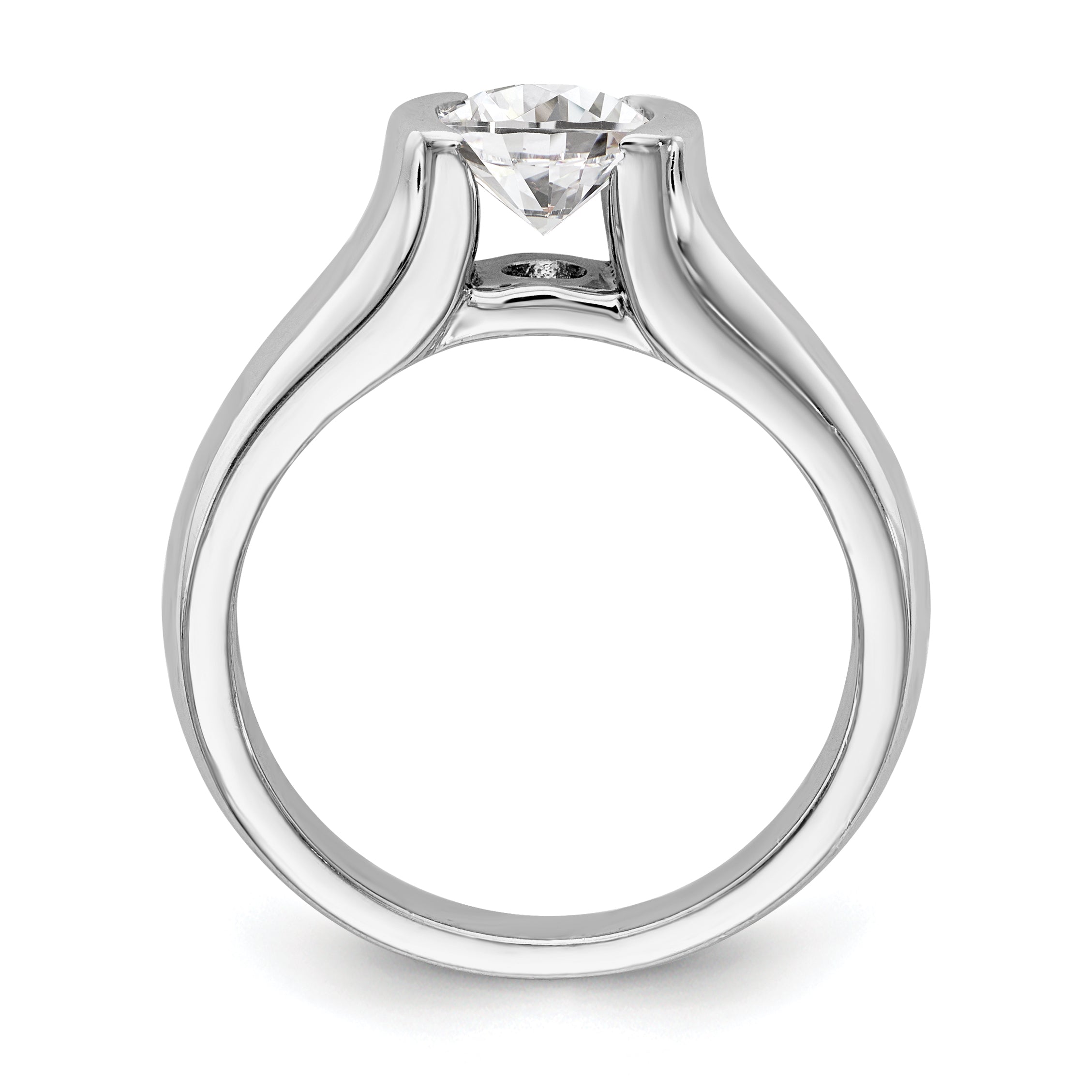 0.50ct. CZ Solid Real 14K White Gold Round Bezel Solitaire Engagement Ring