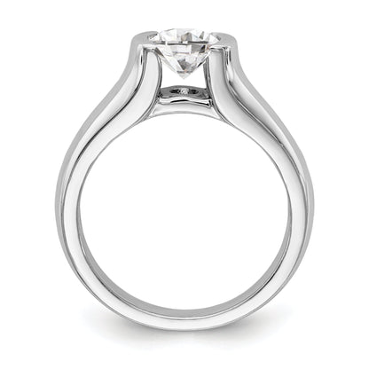 1.00ct. CZ Solid Real 14K White Gold Round Bezel Solitaire Engagement Ring