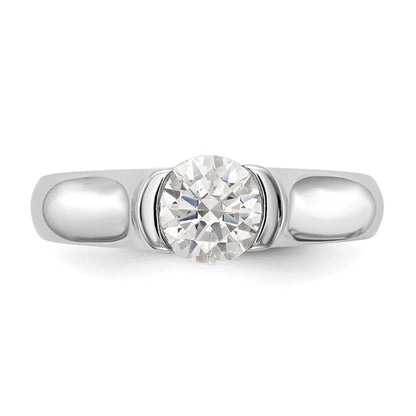 0.50ct. CZ Solid Real 14K White Gold Round Bezel Solitaire Engagement Ring