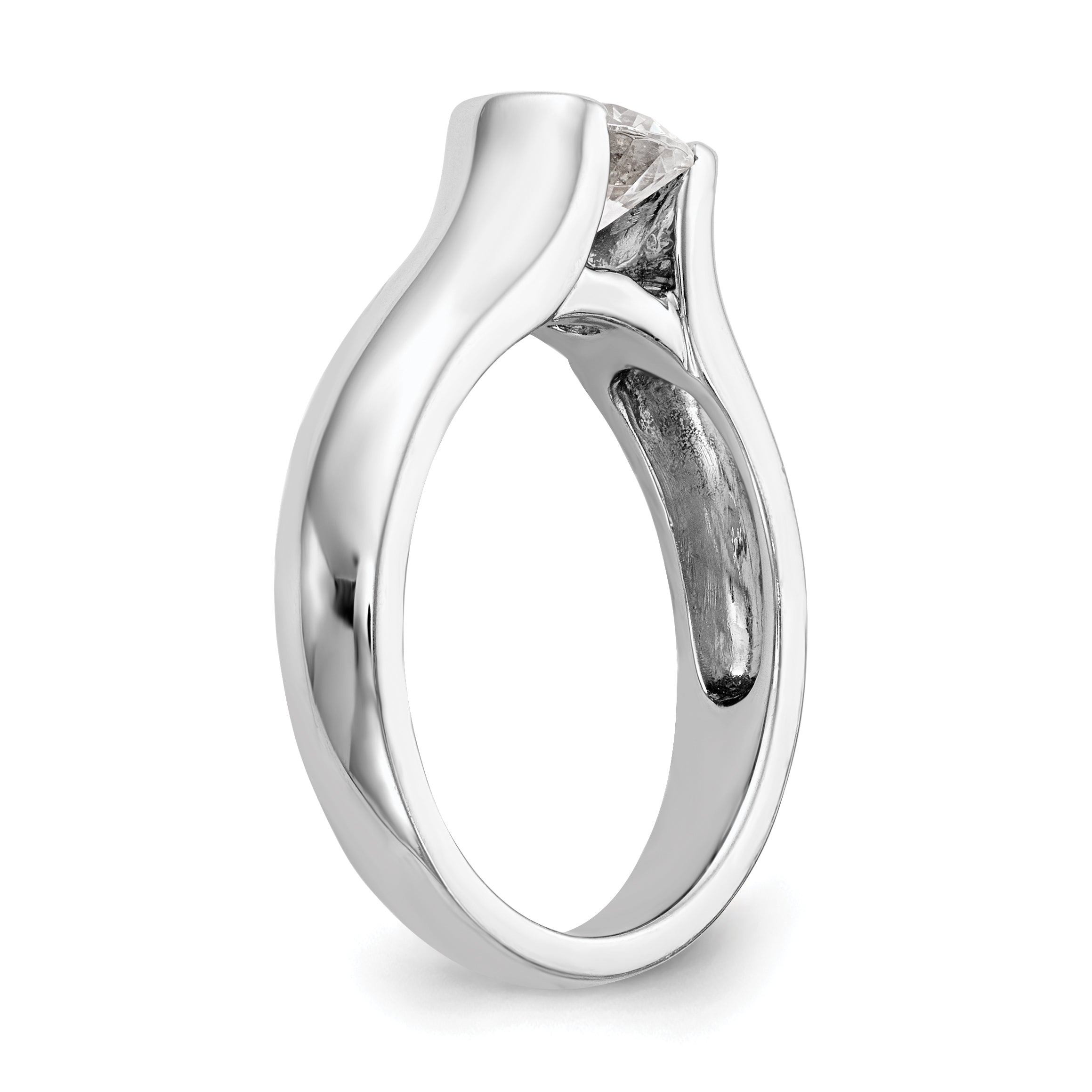 1.00ct. CZ Solid Real 14K White Gold Round Bezel Solitaire Engagement Ring