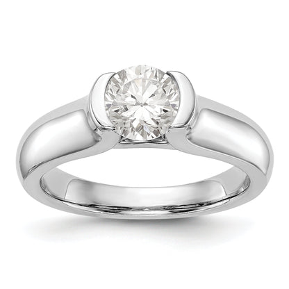0.50ct. CZ Solid Real 14K White Gold Round Bezel Solitaire Engagement Ring