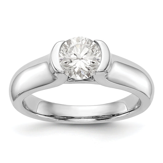 1.00ct. CZ Solid Real 14K White Gold Round Bezel Solitaire Engagement Ring
