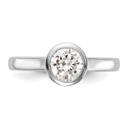 1.50ct. CZ Solid Real 14K White Gold Round Bezel Solitaire Engagement Ring