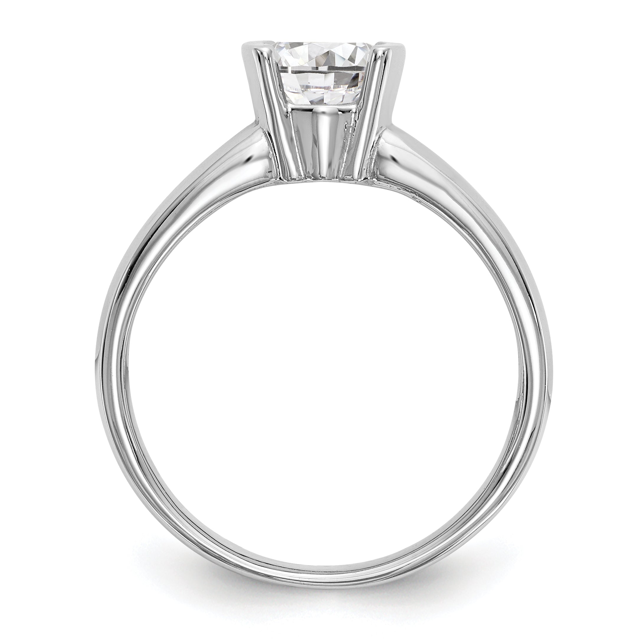 0.33ct. CZ Solid Real 14K White Gold Round Bezel Solitaire Engagement Ring