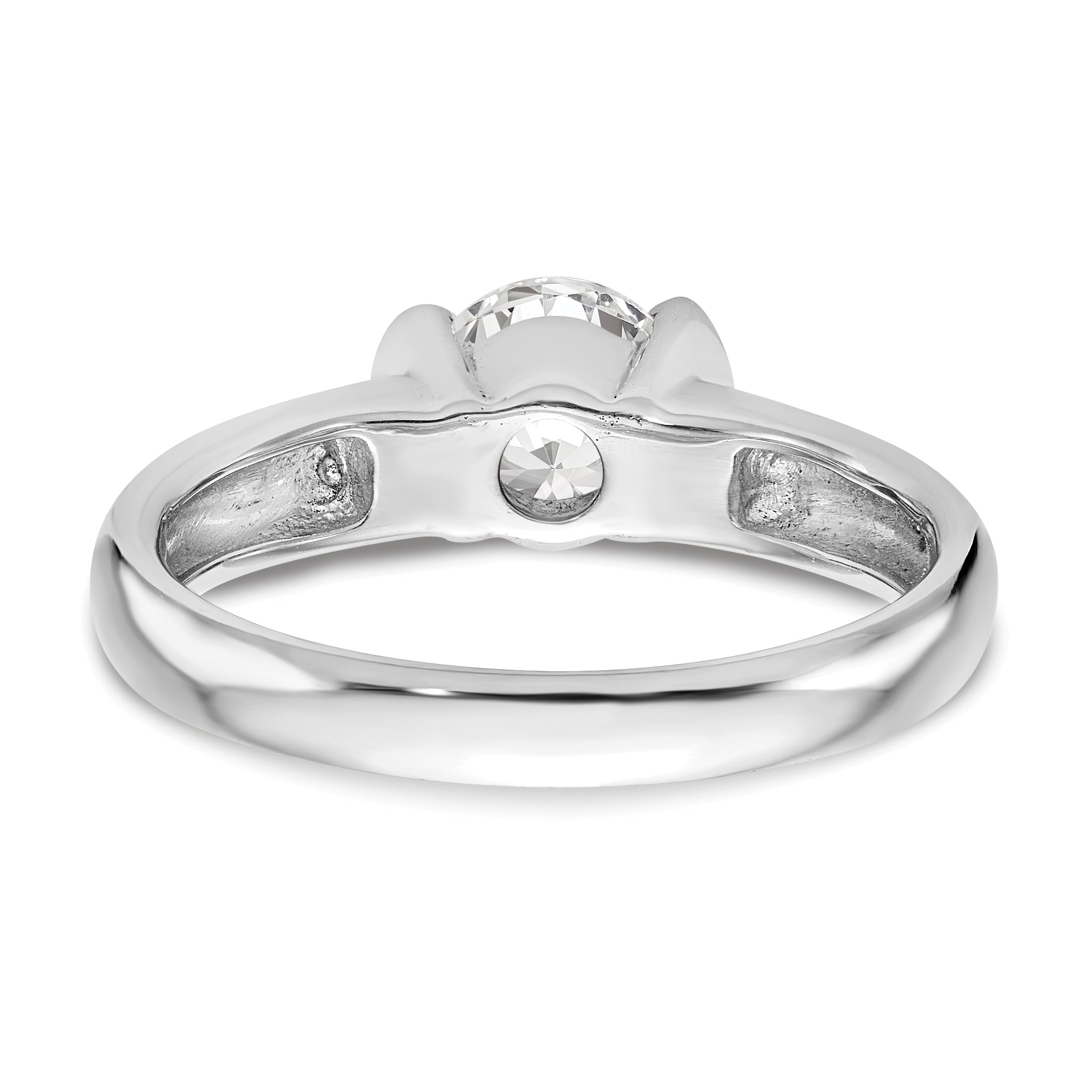 0.50ct. CZ Solid Real 14K White Gold Round Bezel Solitaire Engagement Ring