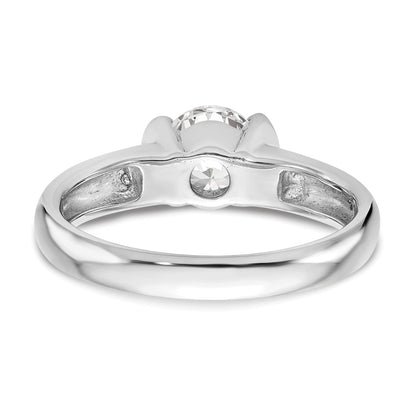 0.50ct. CZ Solid Real 14K White Gold Round Bezel Solitaire Engagement Ring