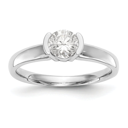 0.50ct. CZ Solid Real 14K White Gold Round Bezel Solitaire Engagement Ring