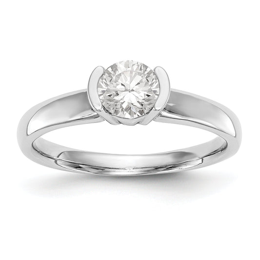 1.50ct. CZ Solid Real 14K White Gold Round Bezel Solitaire Engagement Ring