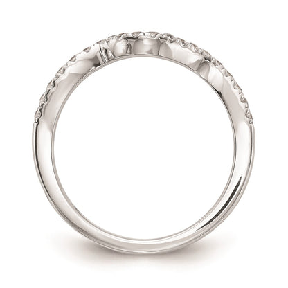14K White Gold Real Diamond Contoured Wedding Band