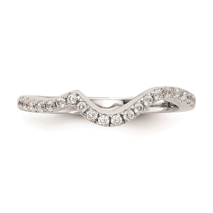 14K White Gold Real Diamond Contoured Wedding Band