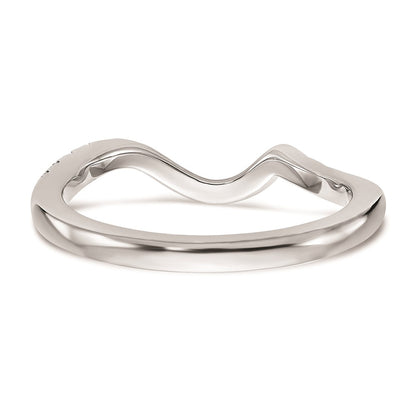 14K White Gold Real Diamond Contoured Wedding Band