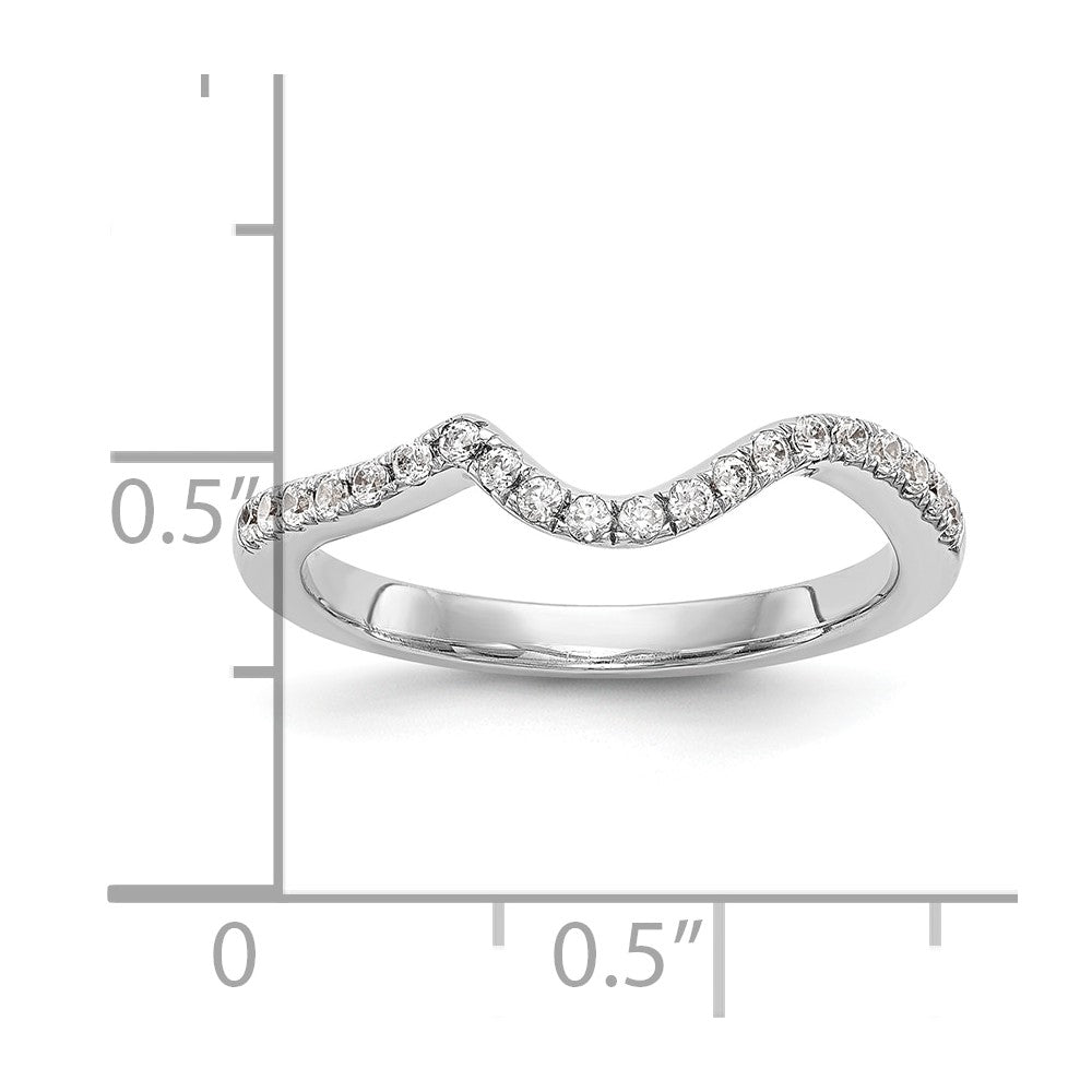 14K White Gold Real Diamond Contoured Wedding Band