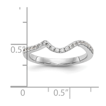 14K White Gold Real Diamond Contoured Wedding Band
