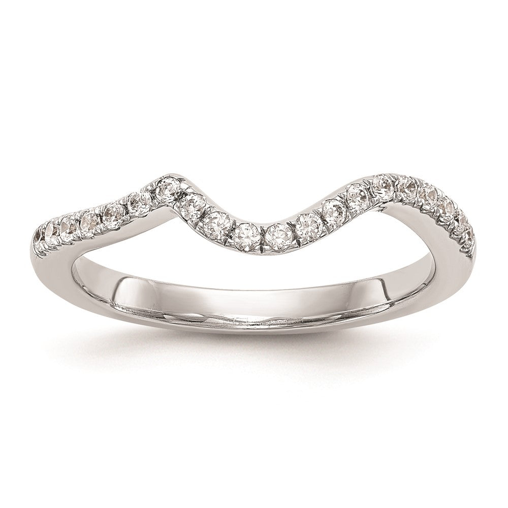 14K White Gold Real Diamond Contoured Wedding Band