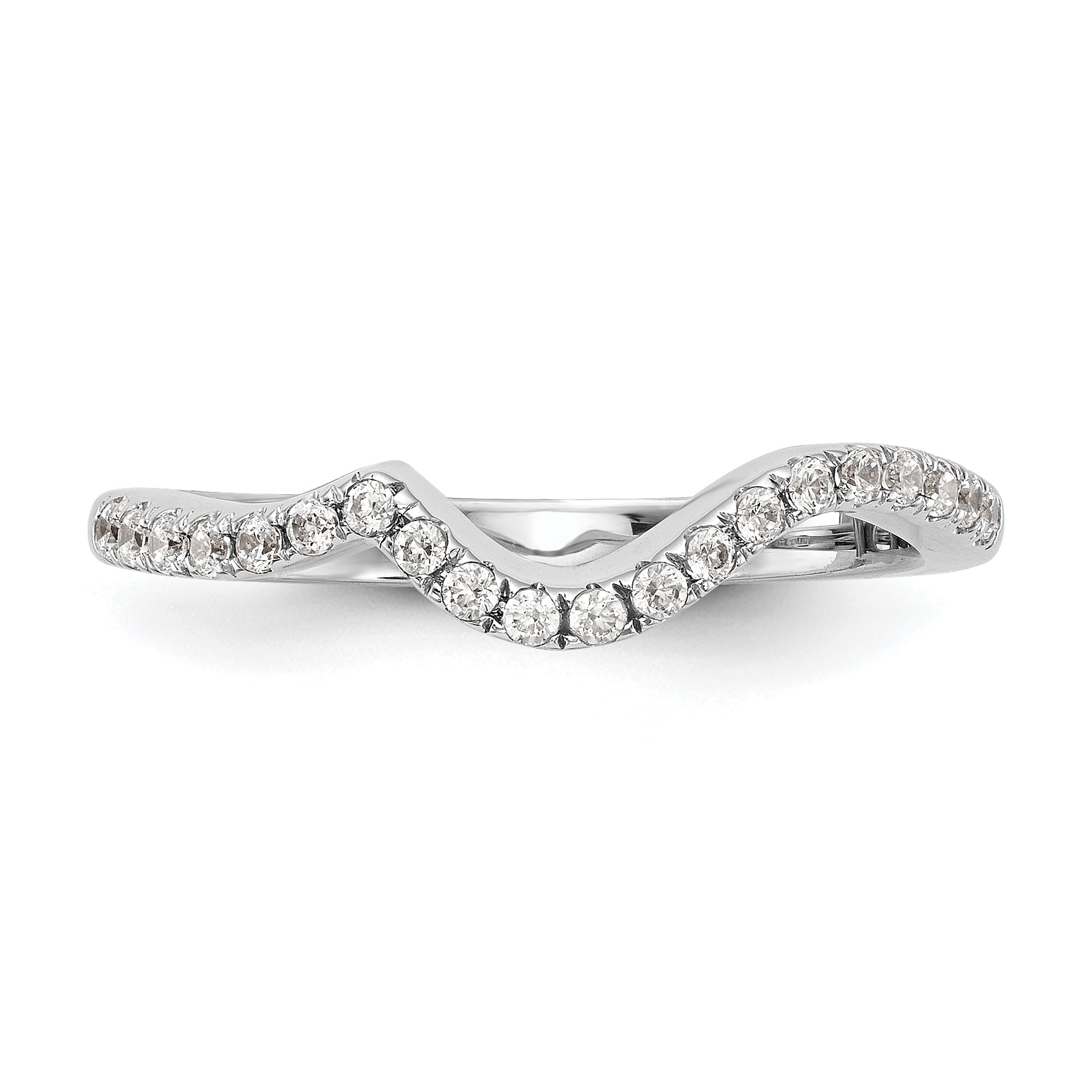 0.29ct. CZ Solid Real 14K White Gold Contoured Wedding Wedding Band Ring