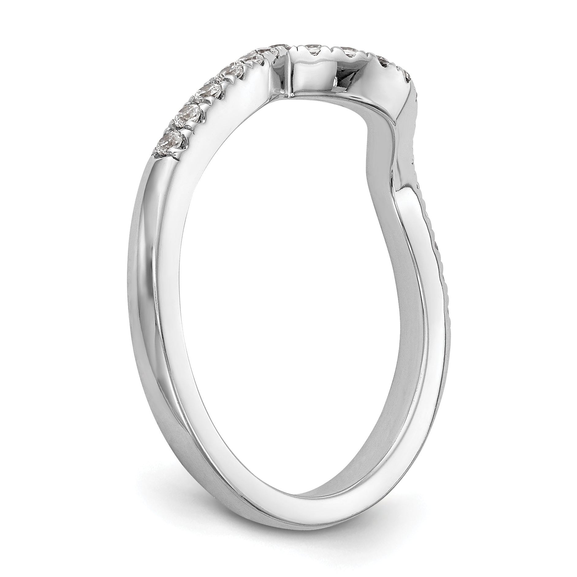 0.29ct. CZ Solid Real 14K White Gold Contoured Wedding Wedding Band Ring