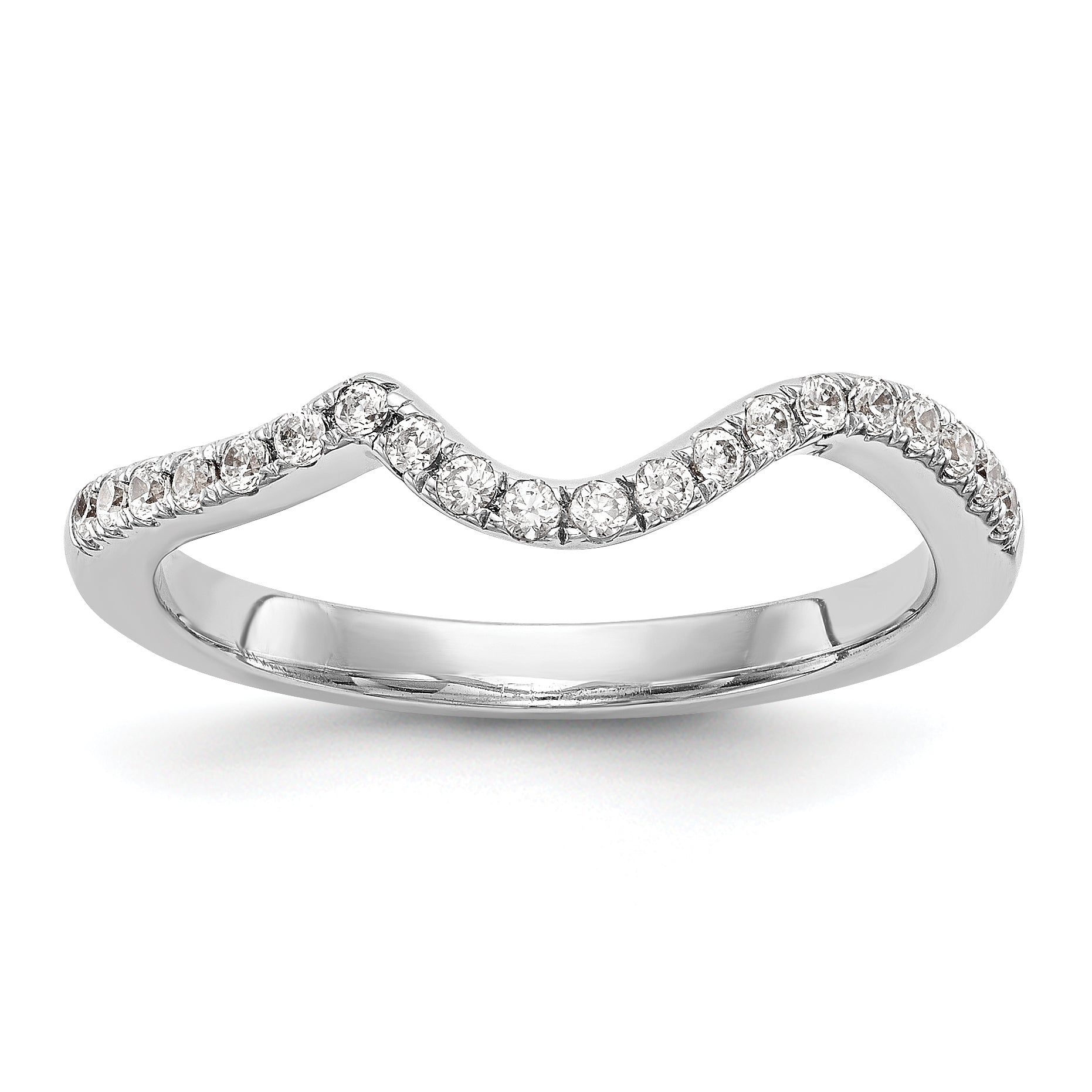 0.24ct. CZ Solid Real 14K White Gold Contoured Wedding Wedding Band Ring