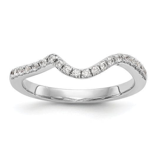 0.29ct. CZ Solid Real 14K White Gold Contoured Wedding Wedding Band Ring