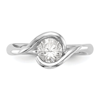 0.33ct. CZ Solid Real 14K White Gold Round Bezel Set Solitaire Engagement Ring Engagement Polished