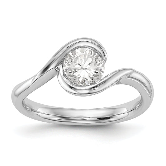 0.25ct. CZ Solid Real 14K White Gold Round Bezel Set Solitaire Engagement Ring Engagement Polished