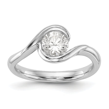 0.75ct. CZ Solid Real 14K White Gold Round Bezel Set Solitaire Engagement Ring Engagement Polished