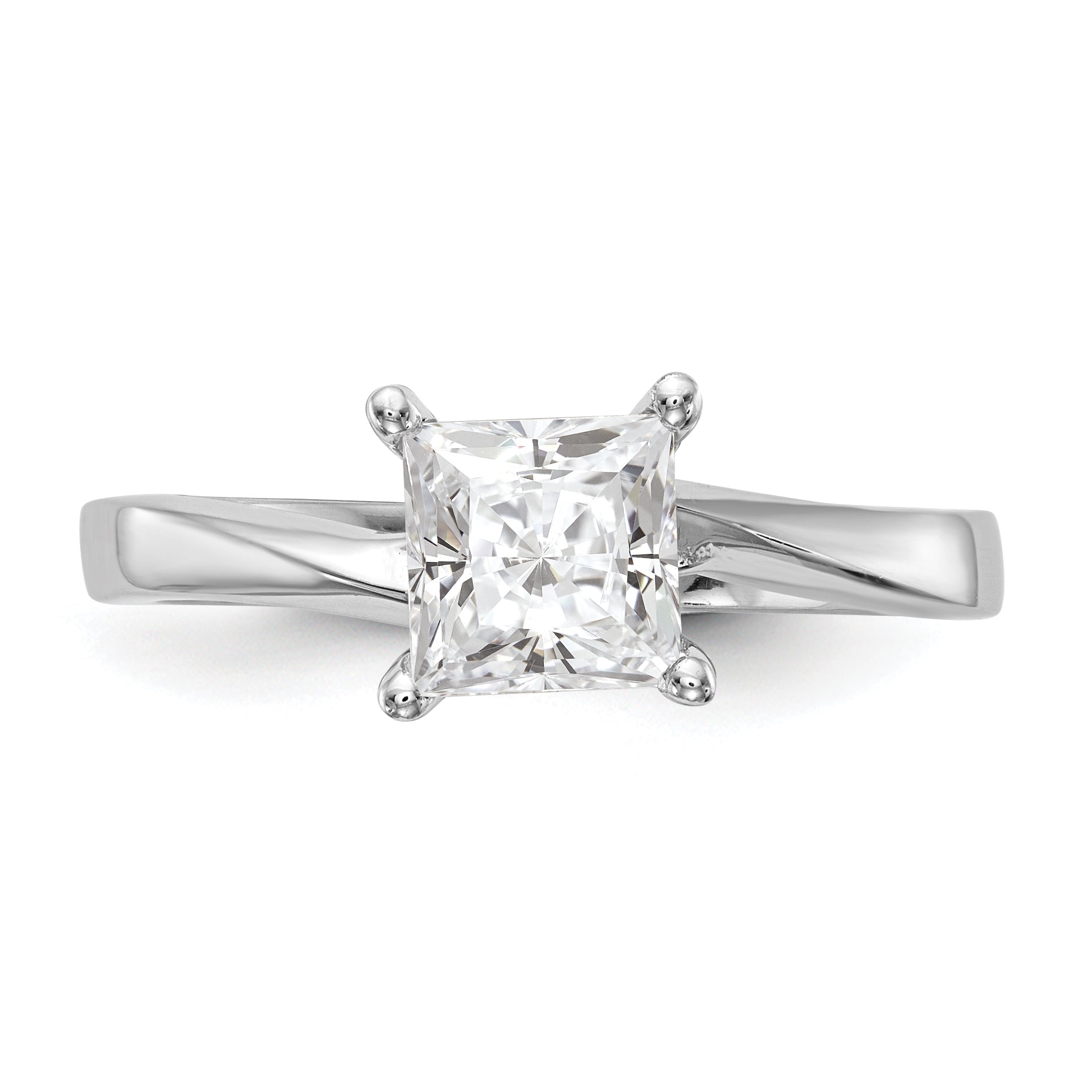 0.25ct. CZ Solid Real 14k White Gold Square Solitaire Engagement Ring