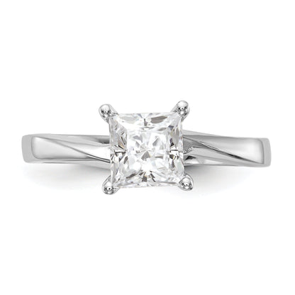 0.50ct. CZ Solid Real 14k White Gold Square Solitaire Engagement Ring