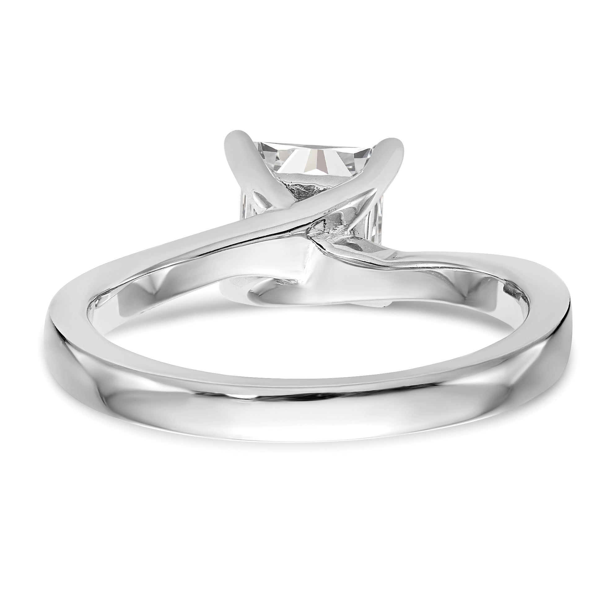 1.00ct. CZ Solid Real 14k White Gold Square Solitaire Engagement Ring