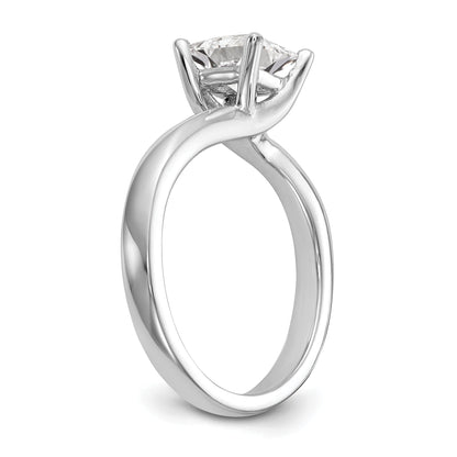0.75ct. CZ Solid Real 14k White Gold Square Solitaire Engagement Ring