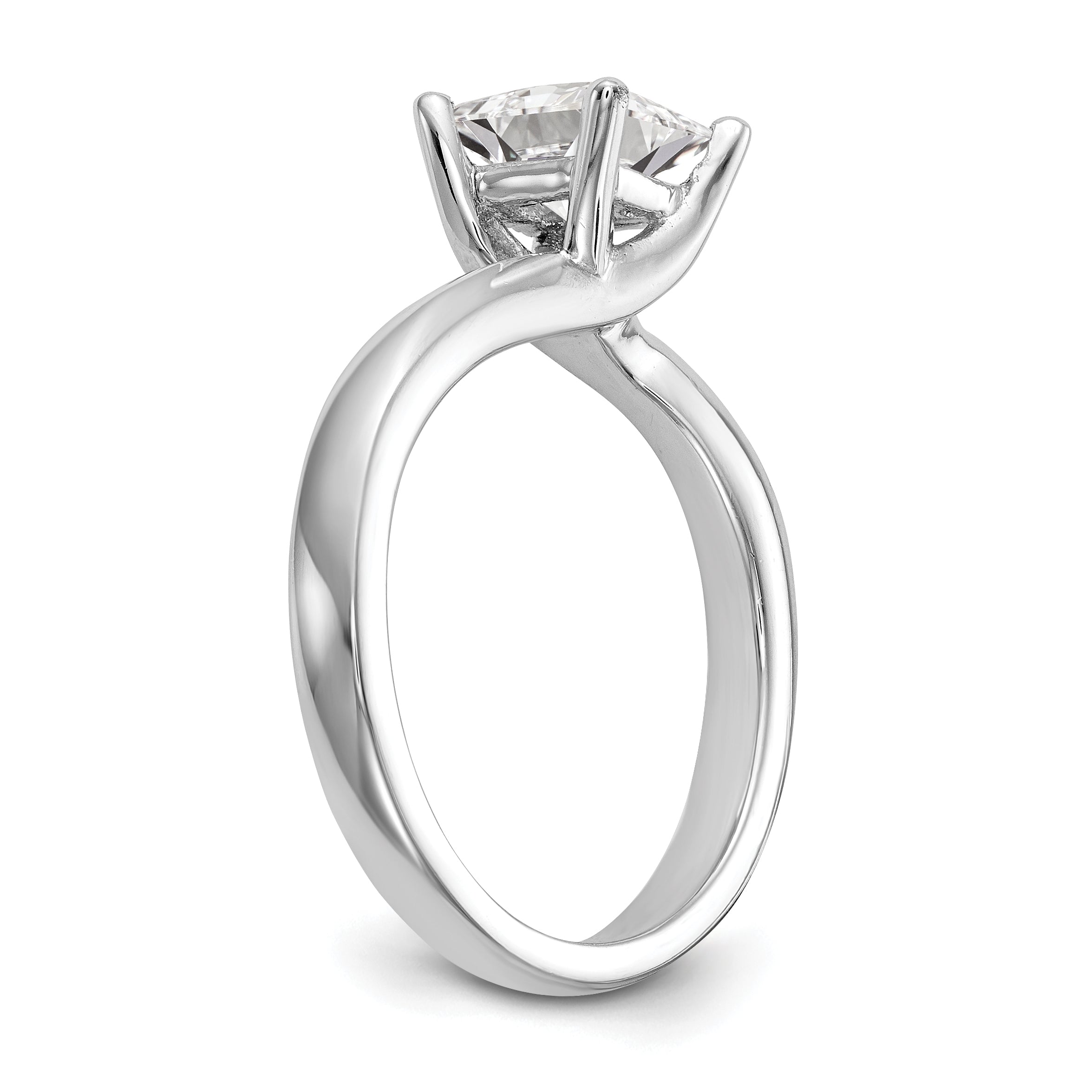 1.00ct. CZ Solid Real 14k White Gold Square Solitaire Engagement Ring