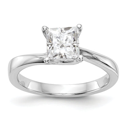 0.50ct. CZ Solid Real 14k White Gold Square Solitaire Engagement Ring