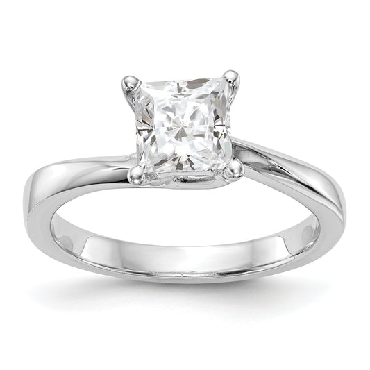 0.50ct. CZ Solid Real 14k White Gold Square Solitaire Engagement Ring
