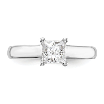 1.00ct. CZ Solid Real 14k White Gold Square Solitaire Engagement Ring
