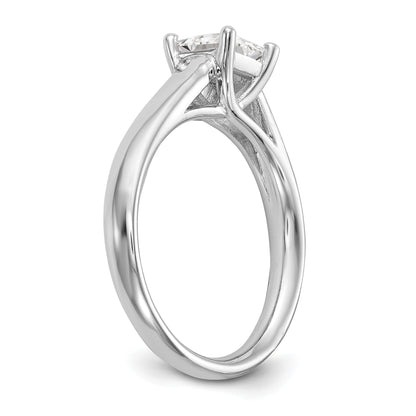 0.75ct. CZ Solid Real 14k White Gold Square Solitaire Engagement Ring