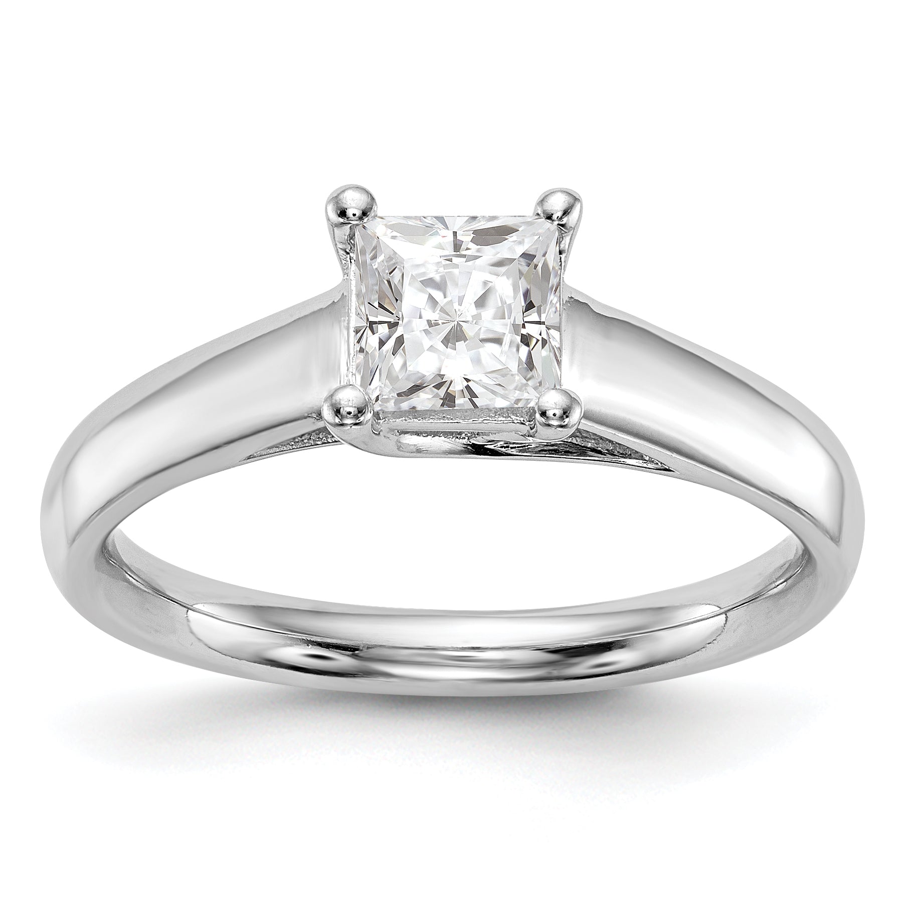 1.00ct. CZ Solid Real 14k White Gold Square Solitaire Engagement Ring