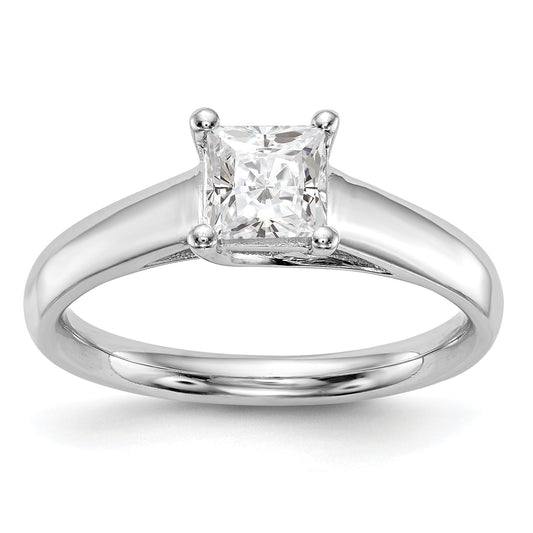 0.75ct. CZ Solid Real 14k White Gold Square Solitaire Engagement Ring