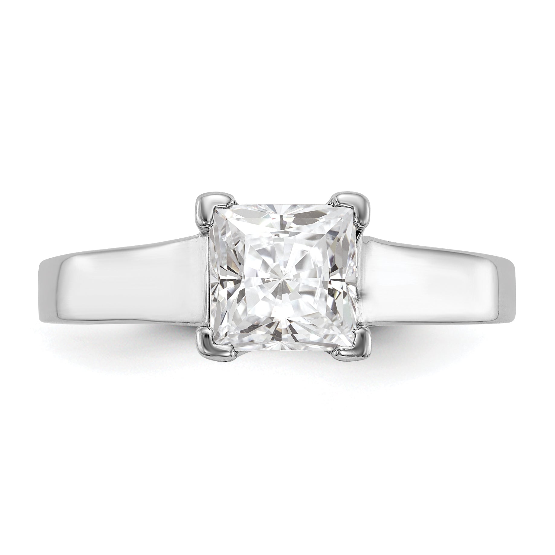 2.00ct. CZ Solid Real 14k White Gold Square Solitaire Engagement Ring