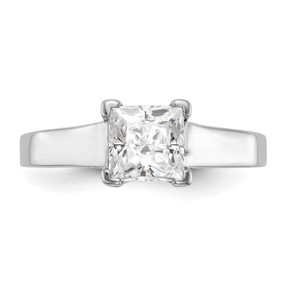 1.00ct. CZ Solid Real 14k White Gold Square Solitaire Engagement Ring